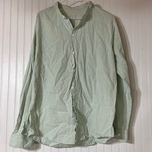 Mint Green Linen Mens Button Up Shirt